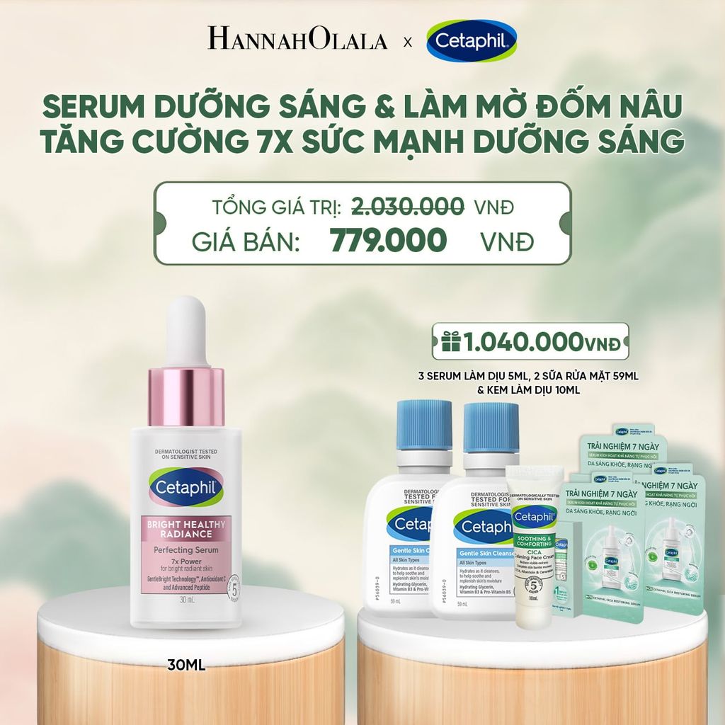  TINH CHẤT LÀM SÁNG DỊU LÀNH CHO DA NHẠY CẢM CETAPHIL BRIGHT HEALTHY RADIANCE SERUM 30ML DEAL 15: - A1296 