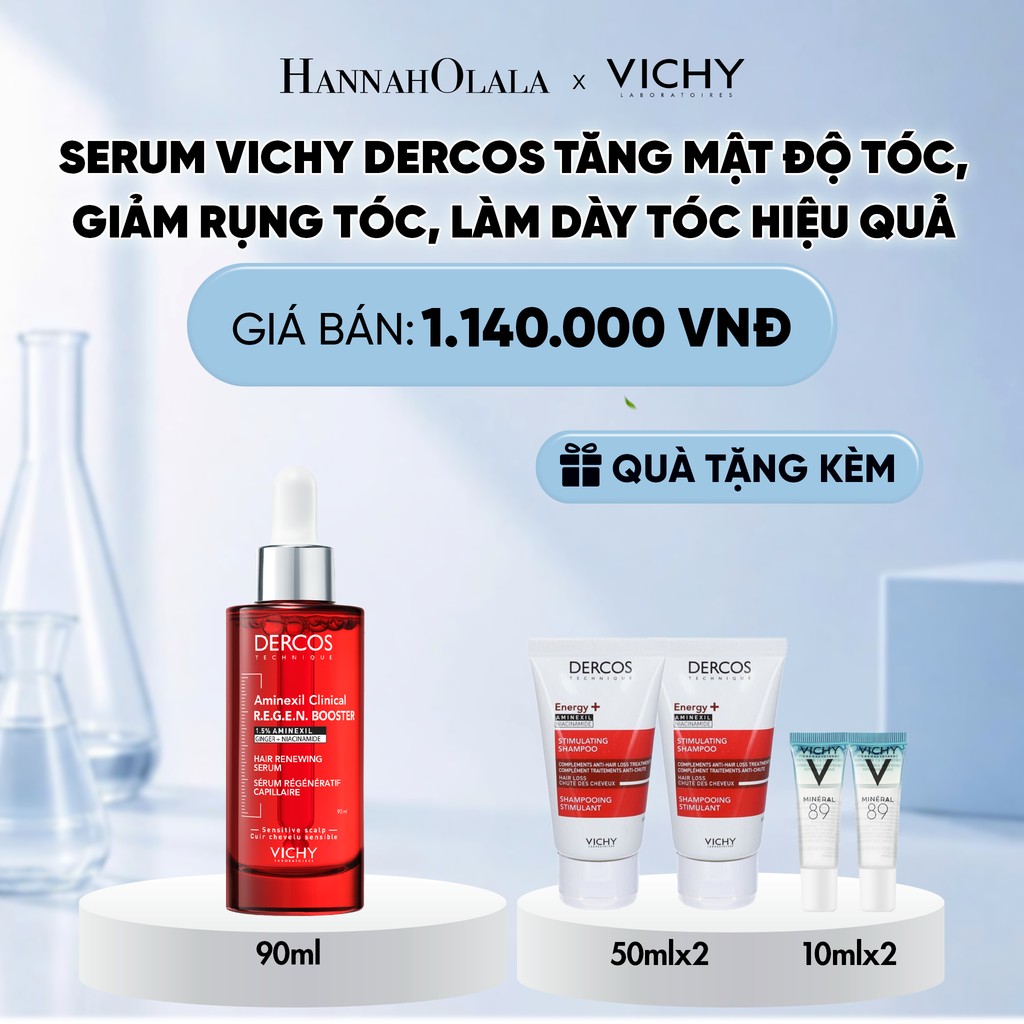  SERUM VICHY DERCOS TĂNG MẬT ĐỘ TÓC, GIẢM RỤNG TÓC, LÀM DÀY TÓC HIỆU QUẢ 90ML - DÀNH CHO TÓC MỎNG, THƯA, YẾU DEAL 15 
