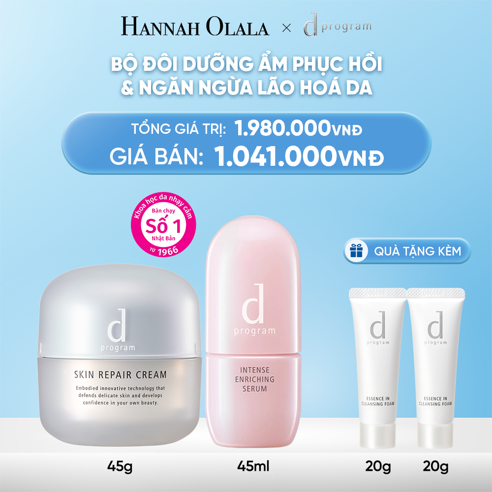  DEAL 15: COMBO SERUM GIÚP CẢI THIỆN TÌNH TRẠNG LÃO HÓA SỚM D PROGRAM INTENSE ENRICHING SERUM 45ML & KEM DƯỠNG PHỤC HỒI DA MICROBIOME SKIN REPAIR CREAM 45G 