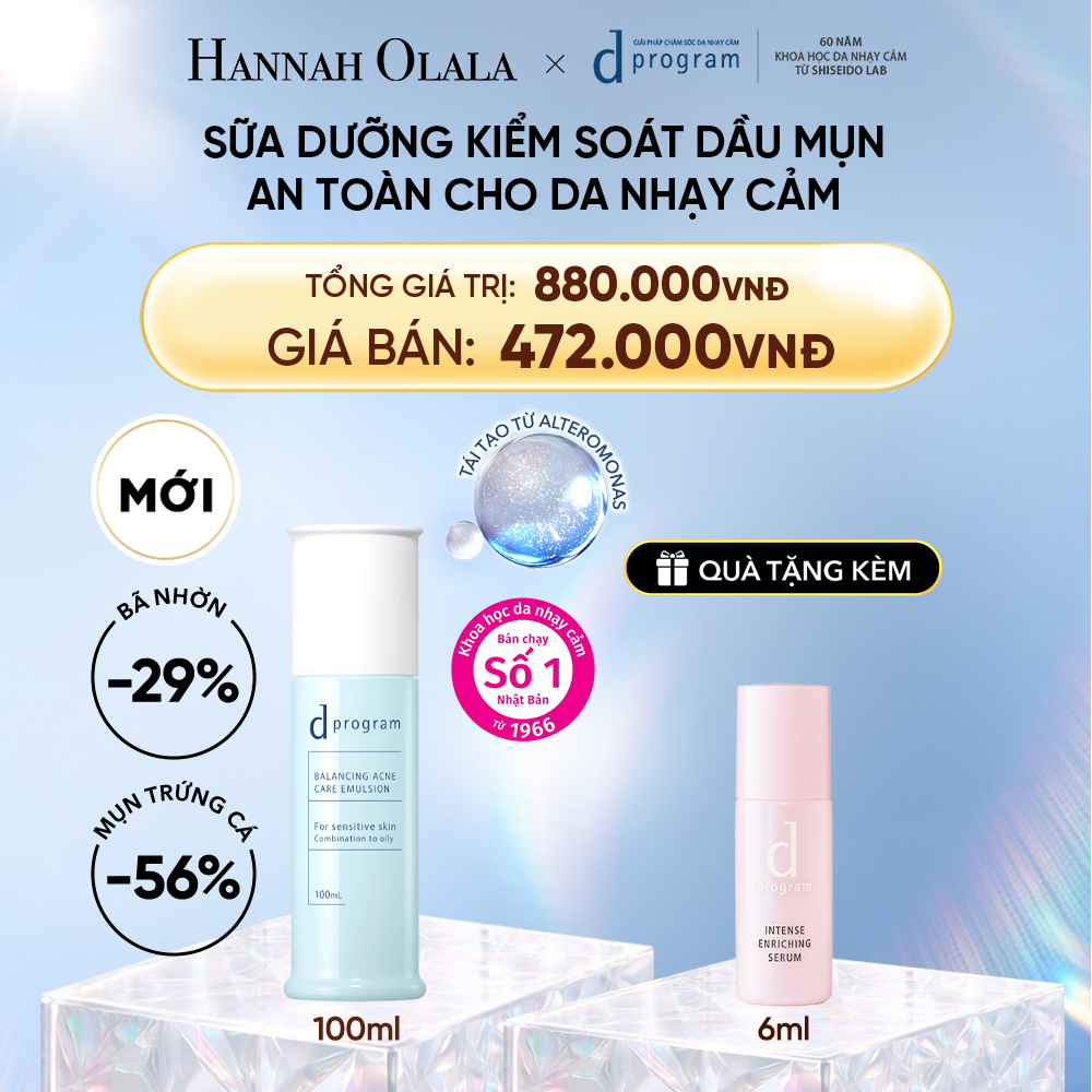  DEAL 15: [MỚI] SỮA DƯỠNG ẨM KIỀM DẦU NGỪA MỤN CHO DA NHẠY CẢM DPROGRAM BALANCING ACNE CARE EMULSION 100ML 