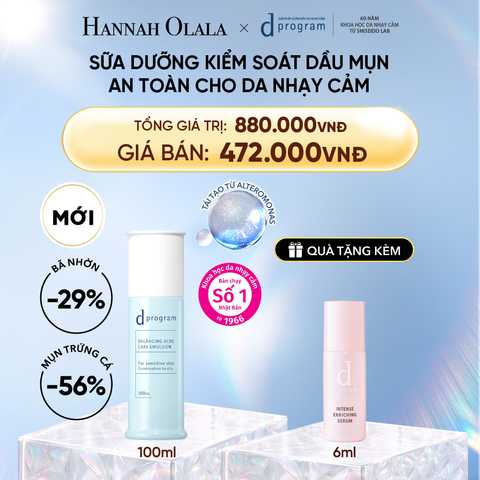  DEAL 15: [MỚI] SỮA DƯỠNG ẨM KIỀM DẦU NGỪA MỤN CHO DA NHẠY CẢM DPROGRAM BALANCING ACNE CARE EMULSION 100ML 
