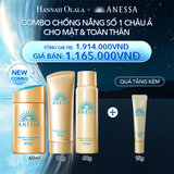  A7_DEAL 15: COMBO CHỐNG NẮNG TOÀN DIỆN CHO CÁC HOẠT ĐỘNG NGOÀI TRỜI CHO MẶT - TOÀN THÂN ANESSA GOLD MILK 60ML + GOLD GEL 90G + GOLD SPRAY 60G 