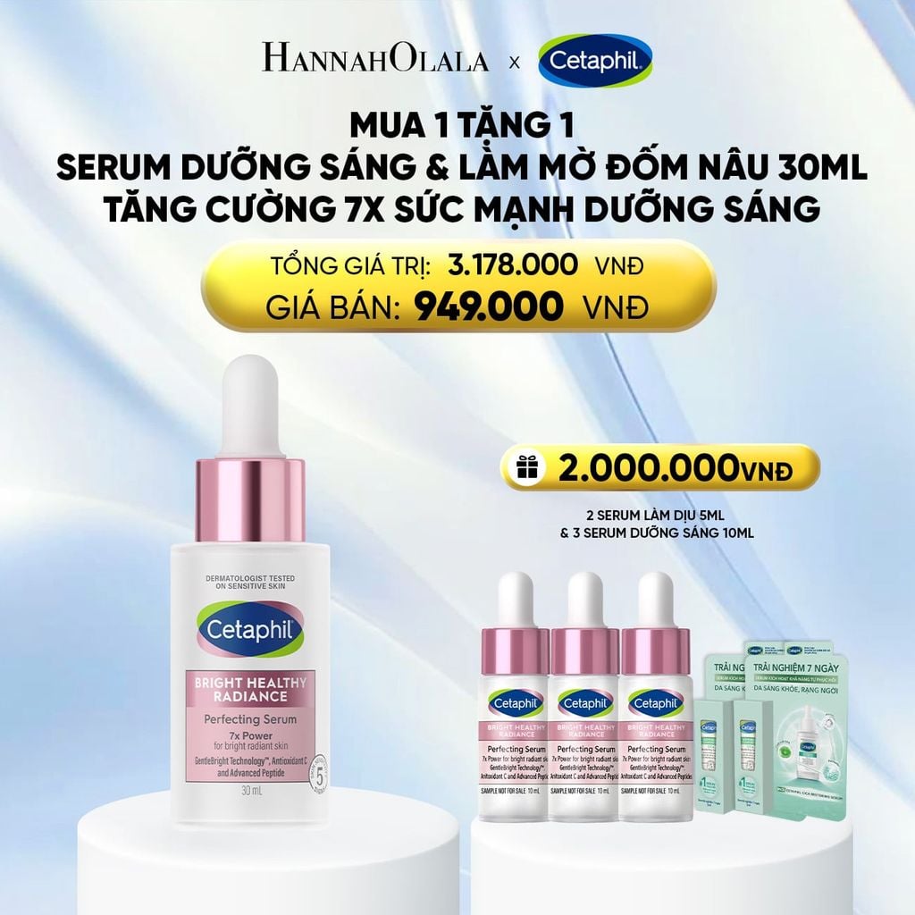  TINH CHẤT LÀM SÁNG DỊU LÀNH CHO DA NHẠY CẢM CETAPHIL BRIGHT HEALTHY RADIANCE SERUM 30ML - DEAL 15: 