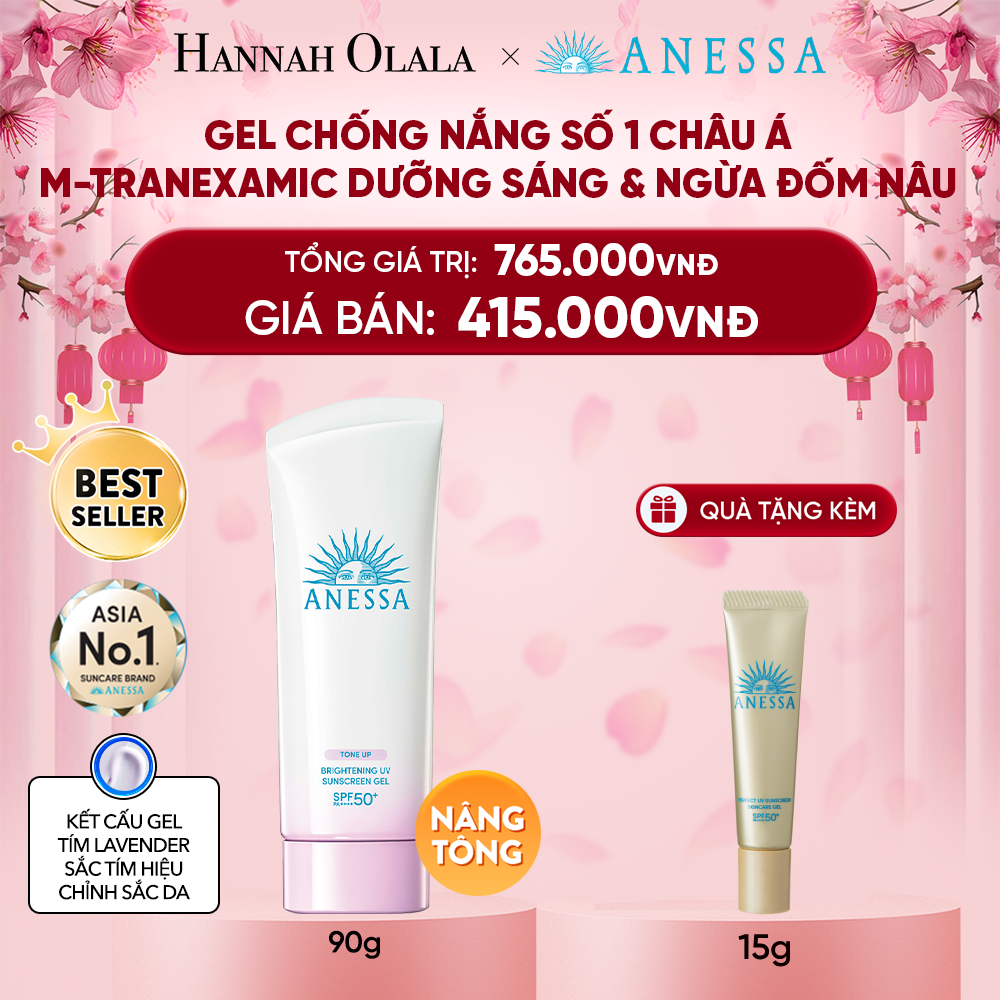  DEAL 15: GEL CHỐNG NẮNG DƯỠNG SÁNG NÂNG TÔNG & HIỆU CHỈNH SẮC TÍM ANESSA BRIGHTENING GEL SPF50+ PA++++ 90G 