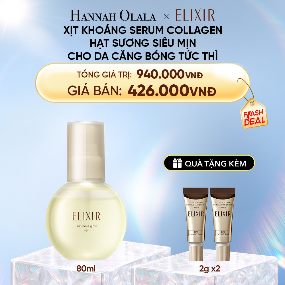  DEAL 15: XỊT KHOÁNG DƯỠNG ẨM TỨC THÌ ELIXIR SUPERIEUR LUMINOUS GLOW MIST 80ML 