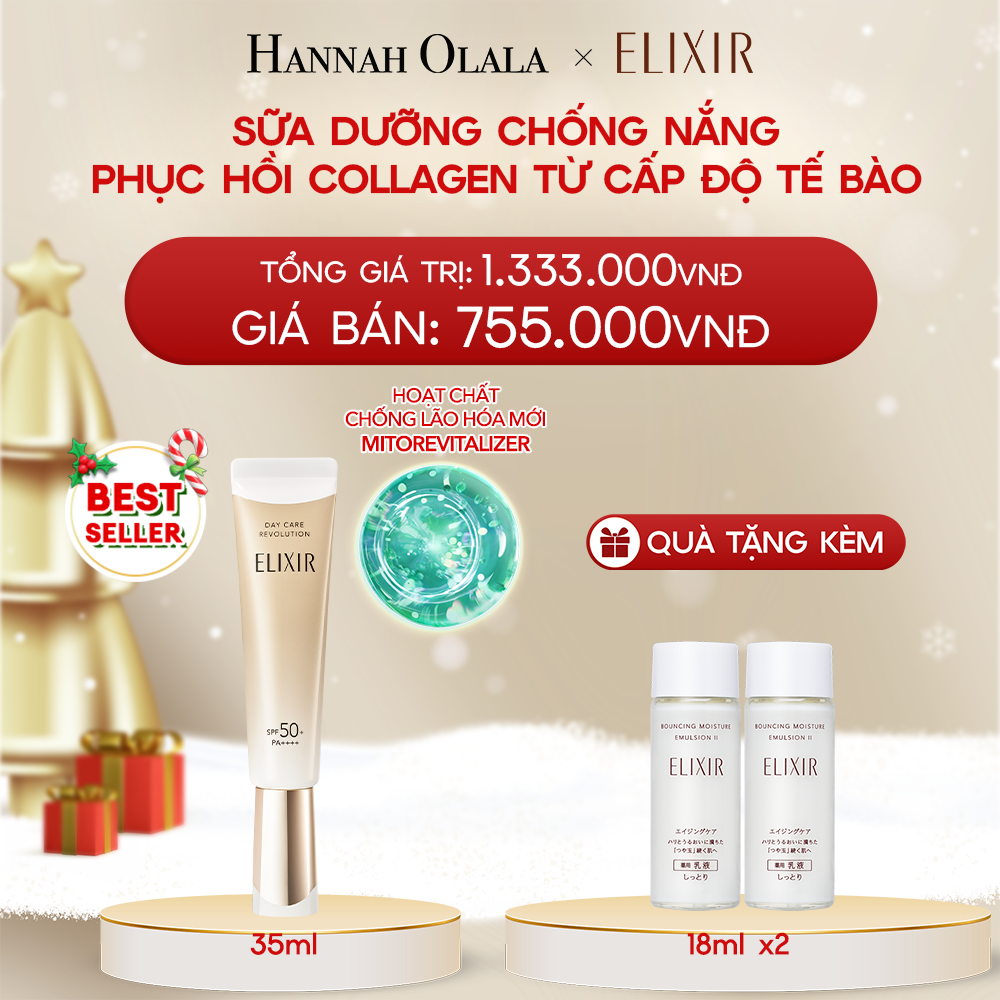  DEAL 15: [THẾ HỆ MỚI] SỮA CHỐNG NẮNG PHỤC HỒI COLLAGEN TỪ CẤP ĐỘ TẾ BÀO ELIXIR DAY CARE REVOLUTION SPF50+ 35ML 