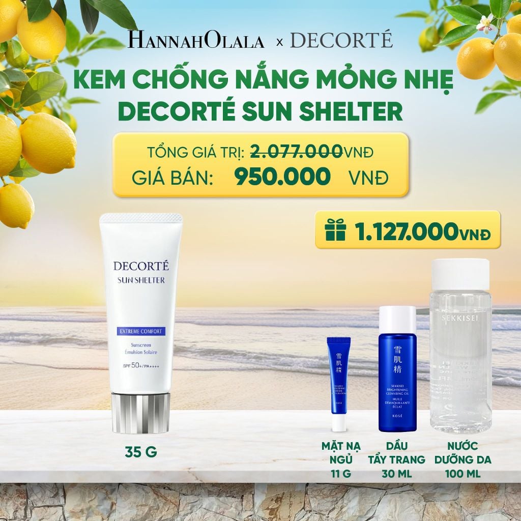  KEM CHỐNG NẮNG DECORTÉ SUN SHELTER_KHÔNG NÂNG TÔNG 