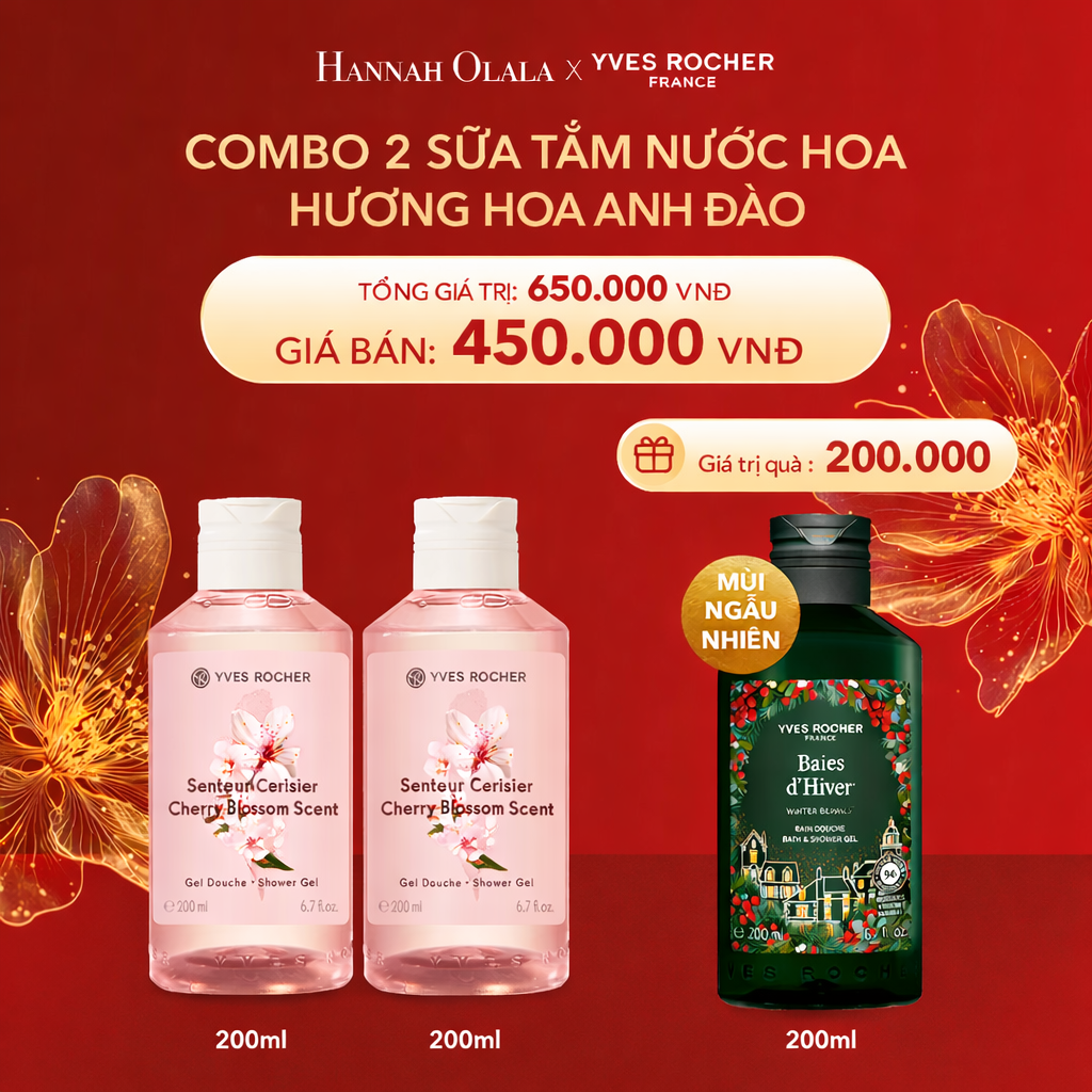  DEAL 18: COMBO 2 SỮA TẮM NƯỚC HOA HƯƠNG HOA ANH ĐÀO TẶNG SỮA TẮM 200ML PHIÊN BẢN GIỚI HẠN 