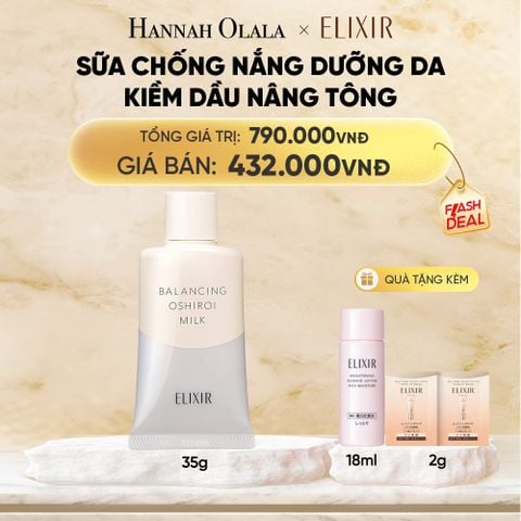 SỮA CHỐNG NẮNG DƯỠNG DA NÂNG TÔNG KIỀM DẦU ELIXIR REFLET BALANCING OSHIROI MILK C 35G - DEAL 15 