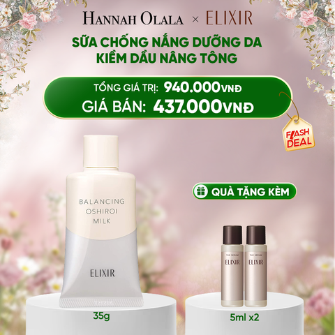  DEAL 15: SỮA CHỐNG NẮNG DƯỠNG DA NÂNG TÔNG KIỀM DẦU ELIXIR REFLET BALANCING OSHIROI MILK C 35G 