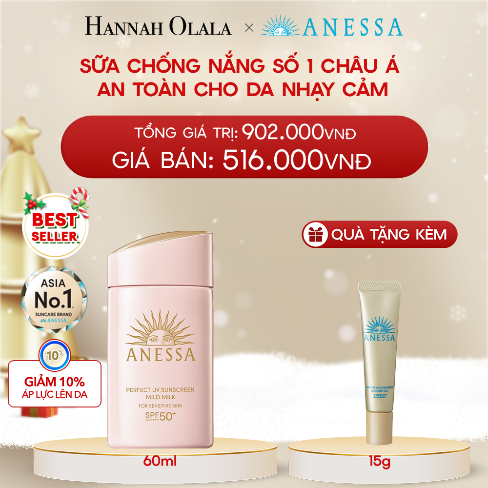  DEAL 15: SỮA CHỐNG NẮNG DƯỠNG DA DỊU NHẸ AN TOÀN CHO DA NHẠY CẢM VÀ TRẺ EM ANESSA MILD MILK SPF50+ PA++++ 60ML 