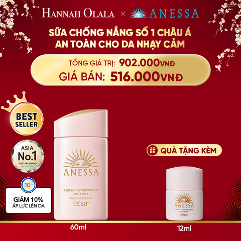  DEAL 15: SỮA CHỐNG NẮNG DƯỠNG DA DỊU NHẸ AN TOÀN CHO DA NHẠY CẢM VÀ TRẺ EM ANESSA MILD MILK SPF50+ PA++++ 60ML 