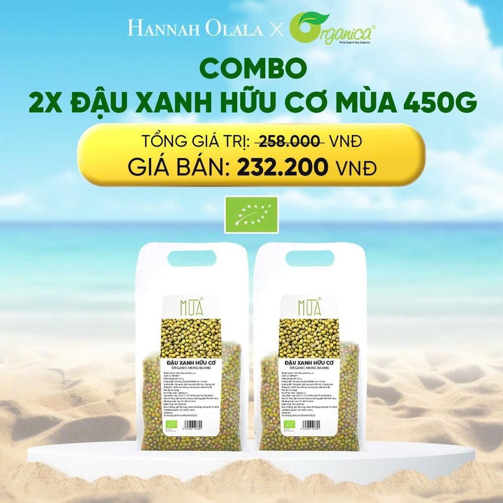  DEAL 15: COMBO 2 X ĐẬU XANH HỮU CƠ MÙA 450G 