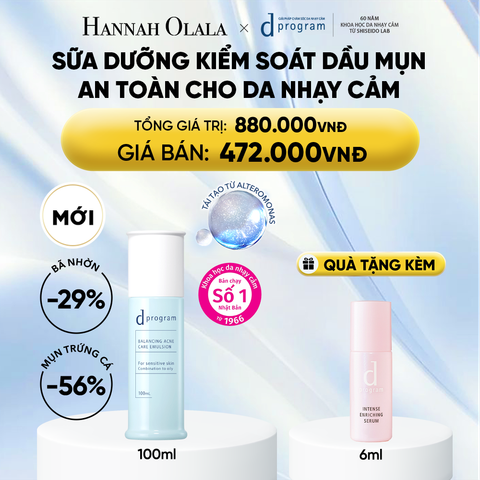  [MỚI] SỮA DƯỠNG ẨM KIỀM DẦU NGỪA MỤN CHO DA NHẠY CẢM DPROGRAM BALANCING ACNE CARE EMULSION 100ML - DEAL 15 