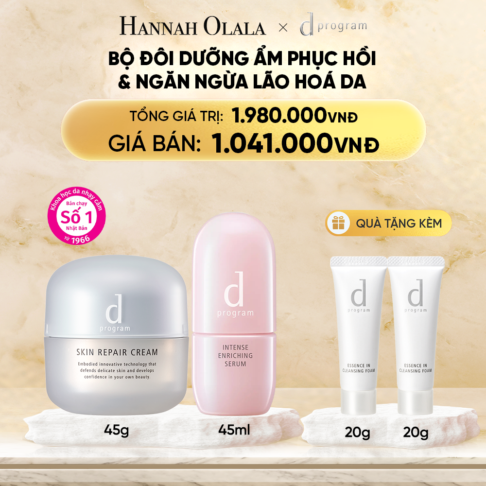  DEAL 15: COMBO SERUM GIÚP CẢI THIỆN TÌNH TRẠNG LÃO HÓA SỚM D PROGRAM INTENSE ENRICHING SERUM 45ML & KEM DƯỠNG PHỤC HỒI DA MICROBIOME SKIN REPAIR CREAM 45G 