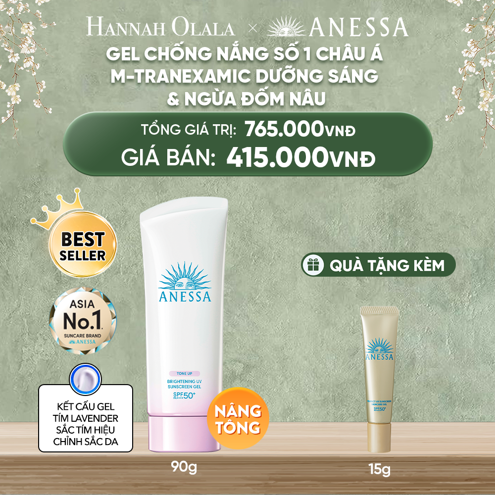  DEAL 15: KEM CHỐNG NẮNG DẠNG GEL DƯỠNG SÁNG NÂNG TÔNG & HIỆU CHỈNH SẮC TÍM ANESSA BRIGHTENING GEL SPF50+ PA++++ 90G 