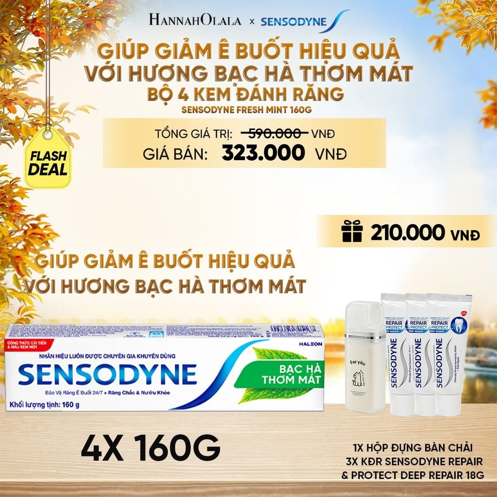  BỘ 4 KEM ĐÁNH RĂNG SENSODYNE FRESH MINT 160G GIÚP GIẢM Ê BUỐT HIỆU QUẢ VỚI HƯƠNG BẠC HÀ THƠM MÁT - E1865 