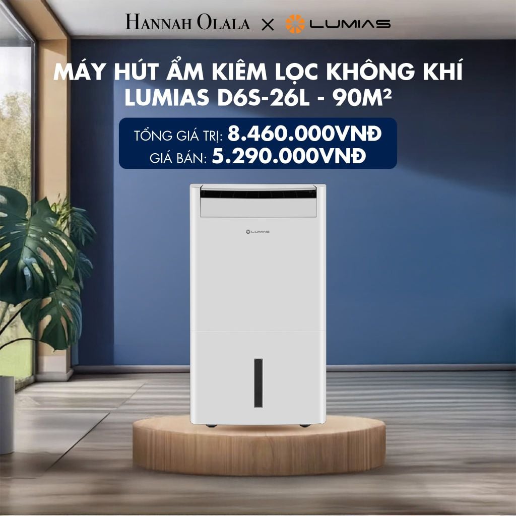  MÁY HÚT ẨM KIÊM LỌC KHÔNG KHÍ LUMIAS D6S-26L - 90M² - DEAL 16 