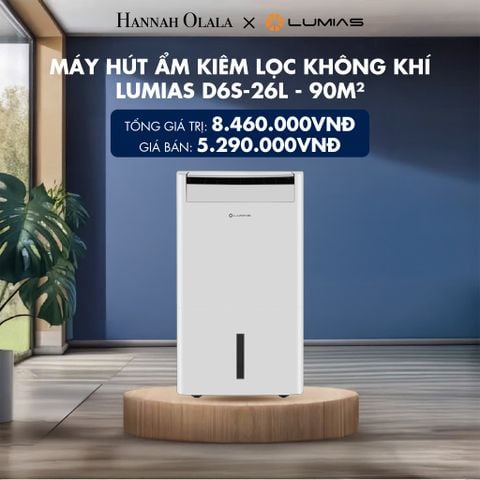  MÁY HÚT ẨM KIÊM LỌC KHÔNG KHÍ LUMIAS D6S-26L - 90M² - DEAL 16 