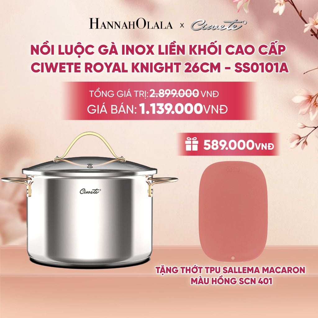  NỒI INOX LIỀN KHỐI CAO CẤP CIWETE ROYAL KNIGHT - DEAL 16 