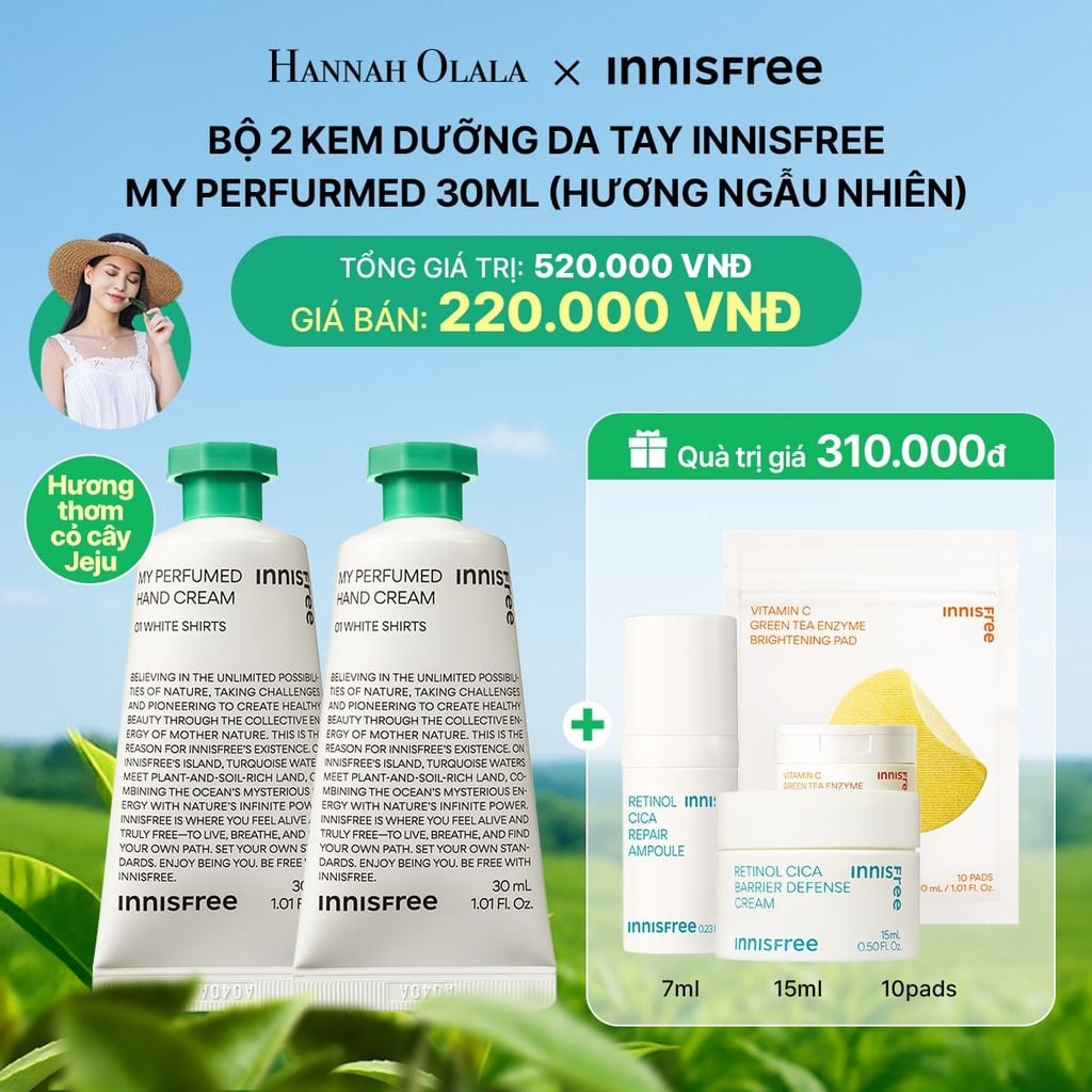  DEAL 16: BỘ 2 KEM DƯỠNG DA TAY INNISFREE MY PERFURMED 30ML (HƯƠNG NGẪU NHIÊN) 