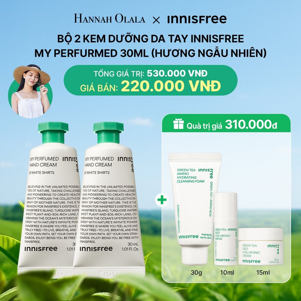  DEAL 16: BỘ 2 KEM DƯỠNG DA TAY INNISFREE MY PERFURMED 30ML (HƯƠNG NGẪU NHIÊN) 