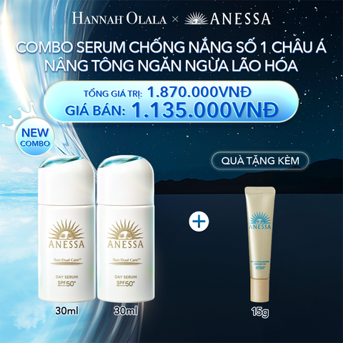  A8_DEAL 16: COMBO SERUM CHỐNG NẮNG DƯỠNG DA NÂNG TÔNG NGĂN NGỪA LÃO HÓA ANESSA DAY SERUM SPF50+ PA++++ 30MLX2 