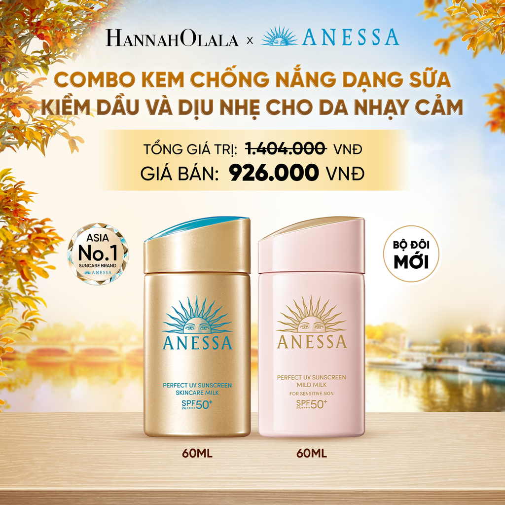  COMBO SỮA CHỐNG NẮNG DƯỠNG DA KIỀM DẦU & DỊU NHẸ AN TOÀN CHO DA NHẠY CẢM ANESSA GOLD MILK 60ML + MILD MILK 60ML - DEAL16 - E73 