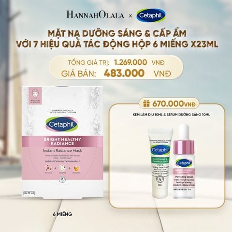  HỘP 6 MẶT NẠ LÀM SÁNG DỊU LÀNH CHO DA NHẠY CẢM CETAPHIL BRIGHT HEALTHY RADIANCE FACE MASK DEAL 16: 