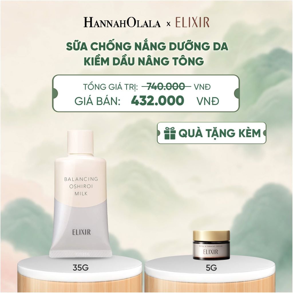  SỮA CHỐNG NẮNG DƯỠNG DA NÂNG TÔNG KIỀM DẦU ELIXIR REFLET BALANCING OSHIROI MILK C 35G - DEAL 26 - A1232 