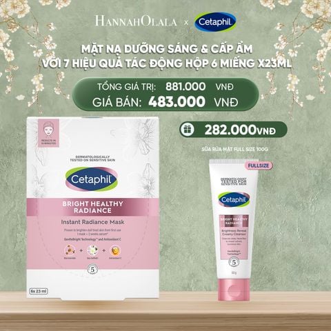  DEAL 16: HỘP 6 MẶT NẠ LÀM SÁNG DỊU LÀNH CHO DA NHẠY CẢM CETAPHIL BRIGHT HEALTHY RADIANCE FACE MASK 