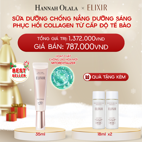  DEAL 16: [THẾ HỆ MỚI] SỮA CHỐNG NẮNG DƯỠNG SÁNG PHỤC HỒI COLLAGEN TỪ CẤP ĐỘ TẾ BÀO ELIXIR DAY CARE REVOLUTION SPF50+ 35ML 