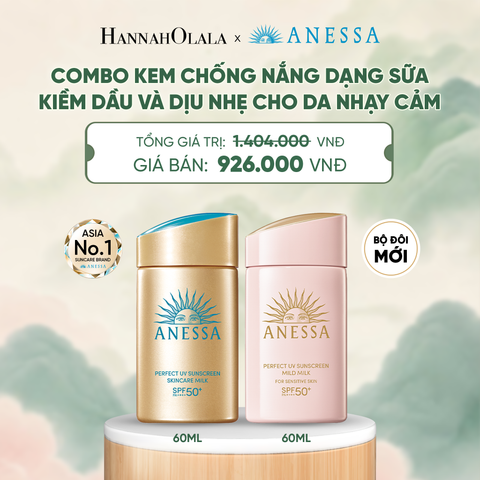  COMBO SỮA CHỐNG NẮNG DƯỠNG DA KIỀM DẦU & DỊU NHẸ AN TOÀN CHO DA NHẠY CẢM ANESSA GOLD MILK 60ML + MILD MILK 60ML - DEAL 16 - A1185 