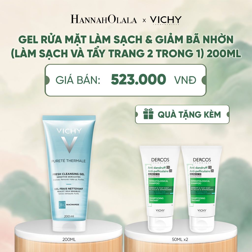  [NEW] GEL RỬA MẶT LÀM SẠCH & GIẢM BÃ NHỜN (LÀM SẠCH VÀ TẨY TRANG 2 TRONG 1) VICHY PURETÉ THERMALE FRESH CLEANSING GEL 200ML - A1181 