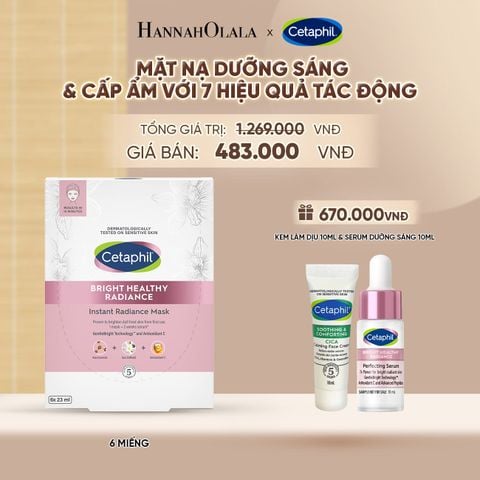  HỘP 6 MẶT NẠ LÀM SÁNG DỊU LÀNH CHO DA NHẠY CẢM CETAPHIL BRIGHT HEALTHY RADIANCE FACE MASK DEAL 16: - A1195 