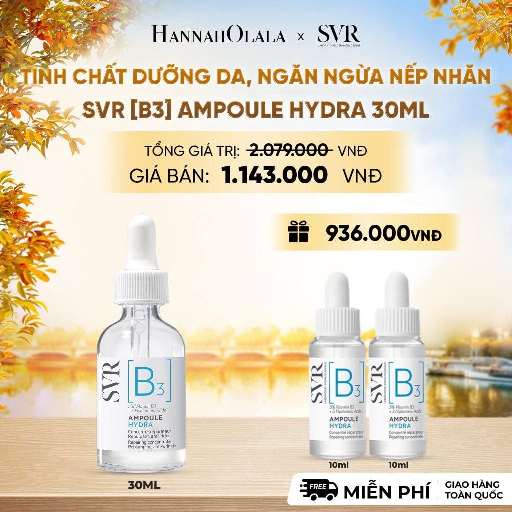 TINH CHẤT DƯỠNG DA, NGĂN NGỪA NẾP NHĂN, PHỤC HỒI DA VÀ DƯỠNG ẨM CHO DA SVR [B3] AMPOULE HYDRA 30ML - DEAL 16 - E688 