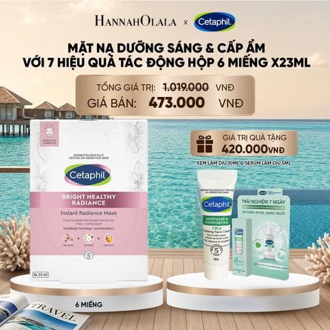  DEAL 16: HỘP 6 MẶT NẠ LÀM SÁNG DỊU LÀNH CHO DA NHẠY CẢM CETAPHIL BRIGHT HEALTHY RADIANCE FACE MASK_ A1939_ D772 