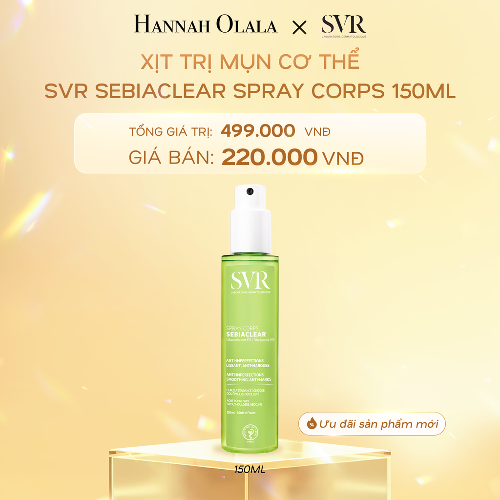  C1478_DEAL 16: XỊT DƯỠNG DA MỜ THÂM VÀ GIẢM MỤN SVR SEBIACLEAR SPRAY CORPS 150ML 