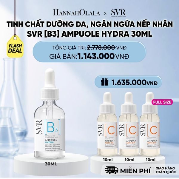  [MUA 1 TẶNG 1] TINH CHẤT DƯỠNG DA, NGĂN NGỪA NẾP NHĂN, PHỤC HỒI DA VÀ DƯỠNG ẨM CHO DA SVR [B3] AMPUOLE HYDRA 30ML - DEAL 16 