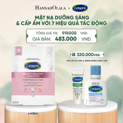  HỘP 6 MẶT NẠ LÀM SÁNG DỊU LÀNH CHO DA NHẠY CẢM CETAPHIL BRIGHT HEALTHY RADIANCE FACE MASK DEAL 16: - A1297 