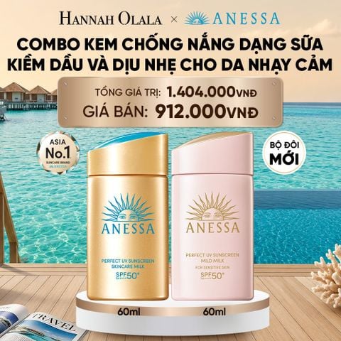  COMBO SỮA CHỐNG NẮNG DƯỠNG DA KIỀM DẦU & DỊU NHẸ AN TOÀN CHO DA NHẠY CẢM ANESSA GOLD MILK 60ML + MILD MILK 60ML - DEAL 16_ D1239 