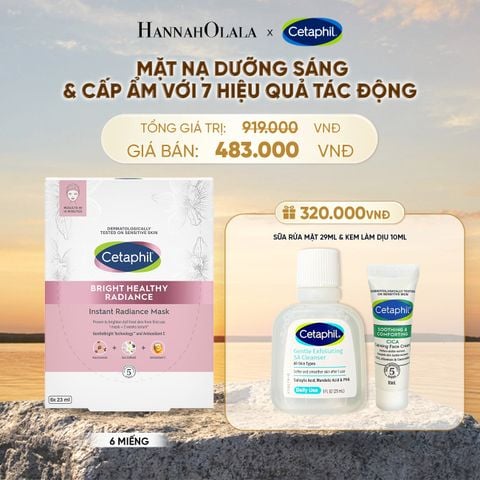 HỘP 6 MẶT NẠ LÀM SÁNG DỊU LÀNH CHO DA NHẠY CẢM CETAPHIL BRIGHT HEALTHY RADIANCE FACE MASK DEAL 16: - B594 