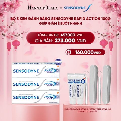  DEAL 16: BỘ 3 KEM ĐÁNH RĂNG SENSODYNE RAPID ACTION 100G GIÚP GIẢM Ê BUỐT NHANH 
