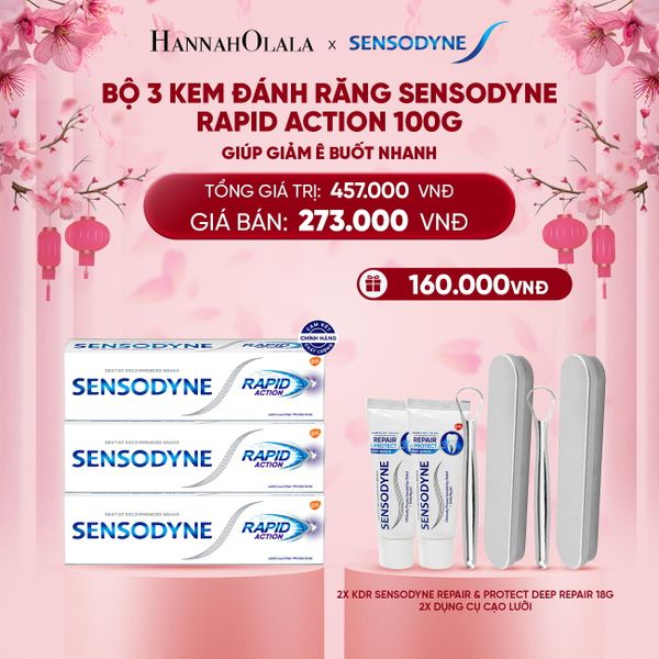  A233_DEAL 16: BỘ 3 KEM ĐÁNH RĂNG SENSODYNE RAPID ACTION 100G GIÚP GIẢM Ê BUỐT NHANH 