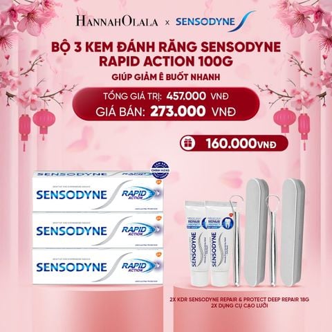  A233_DEAL 16: BỘ 3 KEM ĐÁNH RĂNG SENSODYNE RAPID ACTION 100G GIÚP GIẢM Ê BUỐT NHANH 