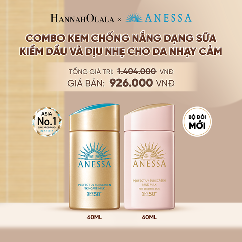  COMBO SỮA CHỐNG NẮNG DƯỠNG DA KIỀM DẦU & DỊU NHẸ AN TOÀN CHO DA NHẠY CẢM ANESSA GOLD MILK 60ML + MILD MILK 60ML - DEAL 16 - A1235 