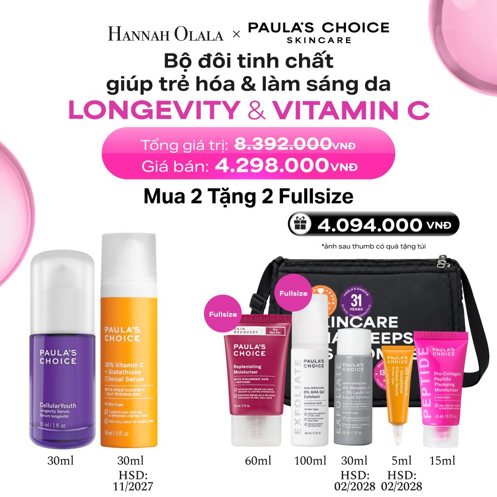  [COMBO] BỘ ĐÔI TRẺ HÓA & LÀM SÁNG DA LONGEVITY SERUM & 25% VITAMIN C + GLUTATHIONE SERUM - DEAL 16 - B8 