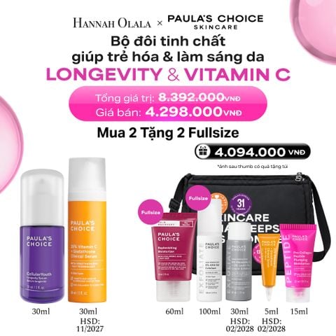  [COMBO] BỘ ĐÔI TRẺ HÓA & LÀM SÁNG DA LONGEVITY SERUM & 25% VITAMIN C + GLUTATHIONE SERUM - DEAL 16 - B8 