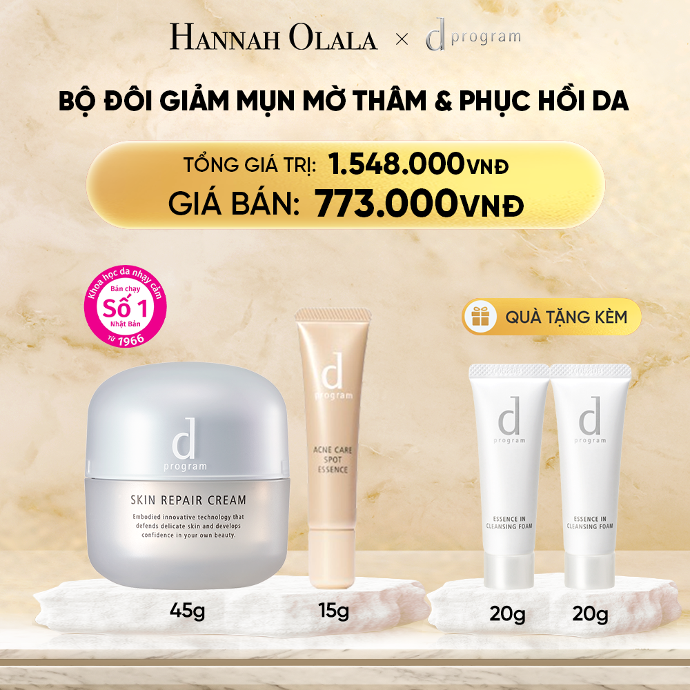  DEAL 16: COMBO ESSENCE GIẢM MỤN VÀ LÀM MỜ VẾT THÂM D PROGRAM ACNE CARE SPOT ESSENCE 15G VÀ KEM DƯỠNG PHỤC HỒI DA MICROBIOME SKIN REPAIR CREAM 45G 