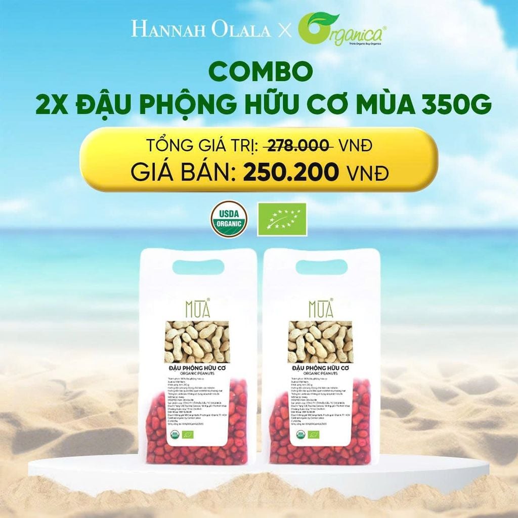  DEAL 16: COMBO 2 X ĐẬU PHỘNG HỮU CƠ MÙA 350G 